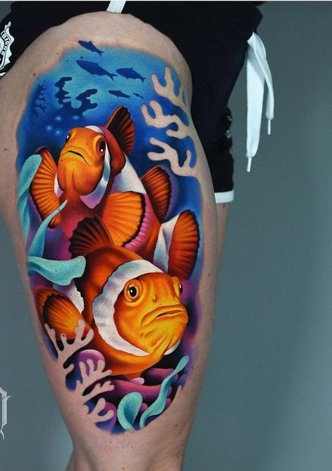 Stand out from the crowd! We've collected 50+ neo-traditional tattoo ideas for men and women. 10+ of the most popular categories: portraits, Japanese, and more. Clown Fish Tattoo, Colored Tattoo Design, Tattoo Magazine, Japan Tattoo Design, Koi Tattoo, Chest Piece Tattoos, Sketch Tattoo Design, Tattoos Skull, Fish Tattoo