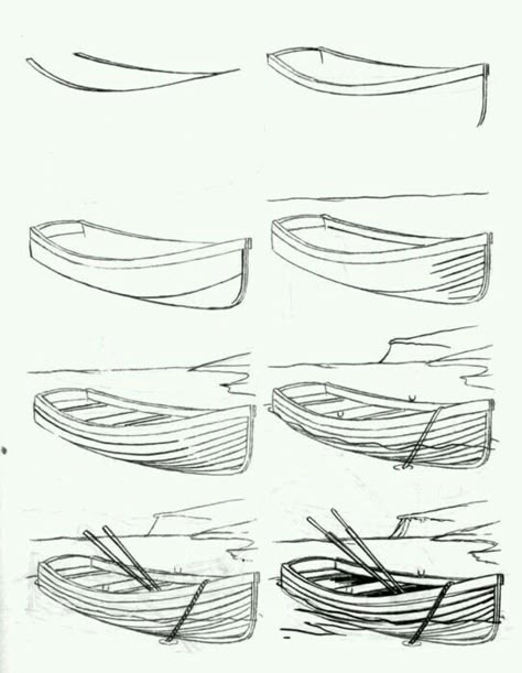 Boat Drawing, Pencil Drawing Tutorials, Boat Art, Boat Painting, 수채화 그림, Pencil Art Drawings, Art Instructions, Easy Drawing, Drawing Lessons