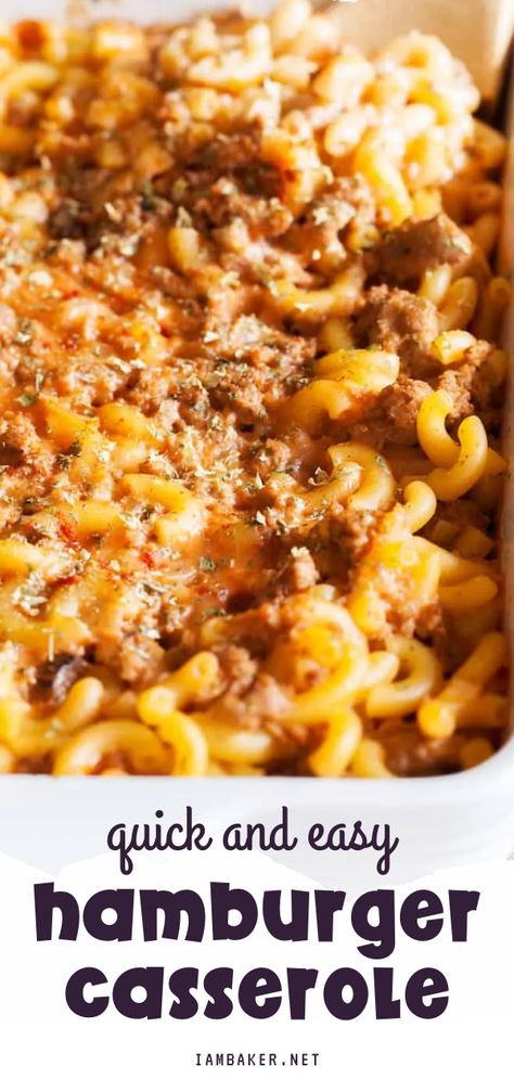 Hamburger With Tomato Soup, Macaroni And Hamburger Casserole, Hamburger Tomato Macaroni Casserole, Hamburger Macaroni Casserole Recipes, Hamburger Casserole With Tomato Soup, Hamburger Tomato Soup Casserole, Ground Beef And Tomato Sauce Recipes, Recipes With Rotini Noodles, Macaroni Hamburger Casserole