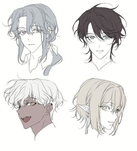 Hair For Men, Pelo Anime, Drawing Hair Tutorial, 얼굴 드로잉, Hair Sketch, 캐릭터 드로잉, Guy Drawing, Anime Hair, Hair Reference