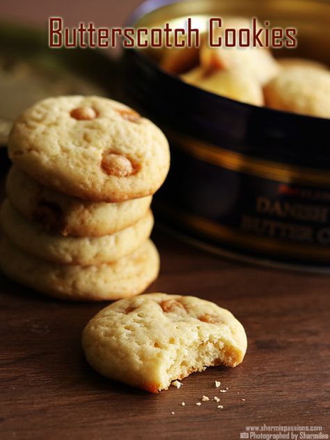 Eggless Butterscotch Cookies Recipe Cookies Recipes Indian, Butterscotch Cookies Recipes, Butterscotch Chip, Butterscotch Chip Cookies, Eggless Cookies, Butterscotch Cookies, Eggless Baking, Eggless Cake, Choco Chips