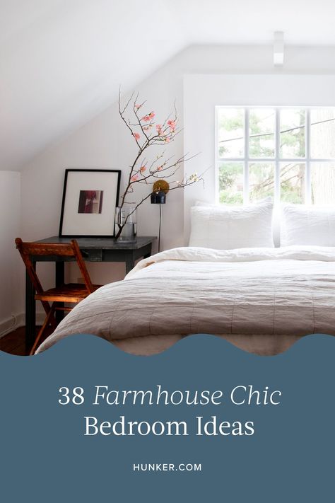 Farmhouse Chic Bedroom Ideas, Chic Apartment Bedroom, Rustic Farmhouse Bedroom Ideas, Farmhouse Chic Bedroom, Chic Bedroom Ideas, Farmhouse Bedroom Design, Rustic Farmhouse Bedroom, Farmhouse Chic Decor, Farmhouse Bedroom Ideas