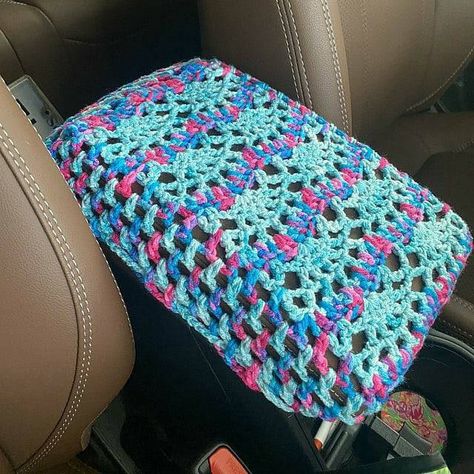 Crochet Console Cover, Crochet Console Cover Pattern, Crochet Car Center Console, Crochet Car Armrest Cover, Crochet Center Console Cover, Crochet Car Gear Shift Cover, Gear Shift Cover Crochet, Stripe Crochet, Center Console Cover