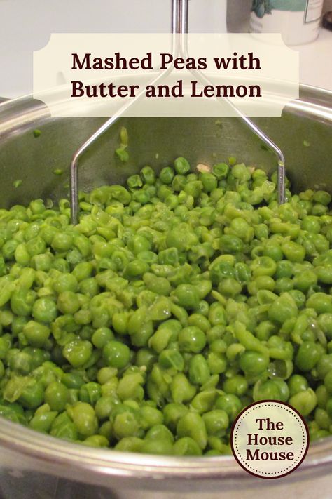 A pan of mashed peas with butter and lemon. Mushy Peas Recipe British, Mushy Peas Recipe, Mashed Peas, Peas On Earth, Yummy Nummies, British Foods, Give Peas A Chance, Fresh Peas, Mushy Peas