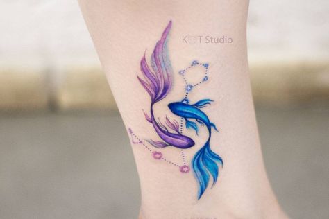 89 Tattoo, Fingerprint Tattoos, Pisces Tattoo Designs, 50 Tattoo, Purple Tattoos, Turtle Tattoo Designs, Muster Tattoos, Geniale Tattoos, Tatuaje A Color