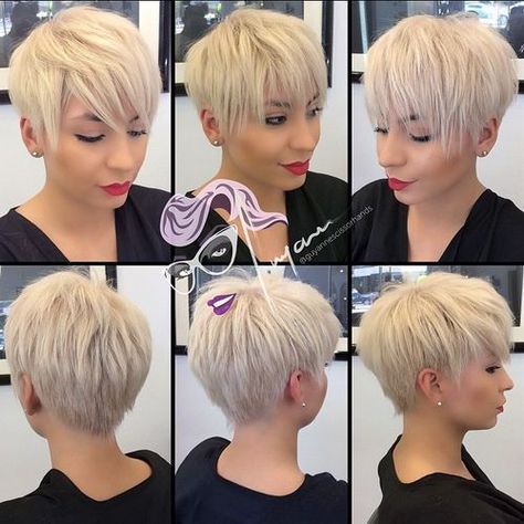 It works best on long pixie haircuts and uses different textures to help create a striking short-hair updo. Description from hairstylesweekly.com. I searched for this on bing.com/images Kort Bob, Hair Cuts 2017, Longer Pixie Haircut, Long Pixie Hairstyles, Pixie Cut With Bangs, Long Pixie Cuts, Cool Short Hairstyles, Short Hair Trends, Super Short Hair