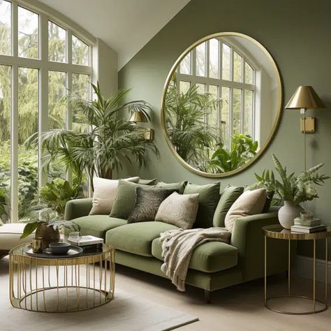 Green Sofa Living, Green Couch Living Room, Green Walls Living Room, Green Sofa Living Room, Green Living Room Decor, تصميم داخلي فاخر, Gold Living Room, Green Furniture, التصميم الخارجي للمنزل