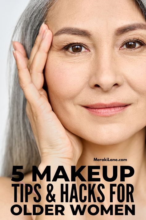 Over 60 Makeup Tips, Makeup For Over 60 Make Up How To Apply, Natural Face Lift Makeup, Older Eyes Makeup Over 50, Makeup Wrinkles Tutorial, Make Up For Aging Women, Applying Eye Shadow Over 50, Makeup For Older Asian Women Over 50, How To Cover Wrinkles With Makeup