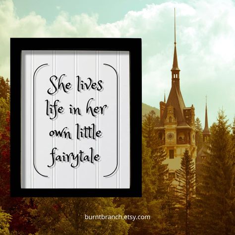 She lives life in her own little fairytale. | Floating Quote | Modern | Minimalist | Fantasy | Imagination | Fiction | Castles | Princess | Fairy-tale | Myth | Order here: https://www.etsy.com/in-en/listing/468889135/she-lives-life-in-her-own-little?click_key=c8297a599714d6fa61f014eff6333e11745919e4%3A468889135&click_sum=a6e5c157&ref=shop_home_active_40 #theburntbranch #fairytale #mythical #mystery #fantasy #imagination #fiction Castle Quotes Fairytale, Fantasy Quotes Fairytale, Quotes Fairytale, Castles Princess, Float Quotes, Fantasy Imagination, Castle Quotes, City Quotes, Fantasy Quotes