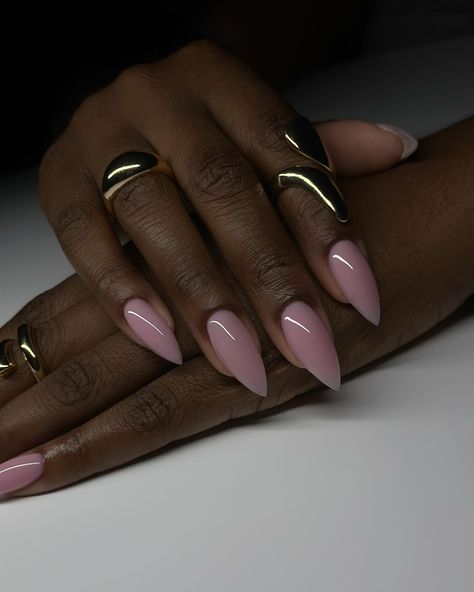 This colour has no name unfortunately ❤️ Happy new month x #dovenailsbysharon #apresgelx #gelx #stilettonails Ombre Chrome Nails Almond, Natural Pink Almond Nails, Ombré Nails Almond, Short Pointy Nails Almond, Grey Almond Nails, Nude Pink Almond Nails, Gel X Nails Designs, Short Stiletto Nails Designs, Ombré Almond Nails