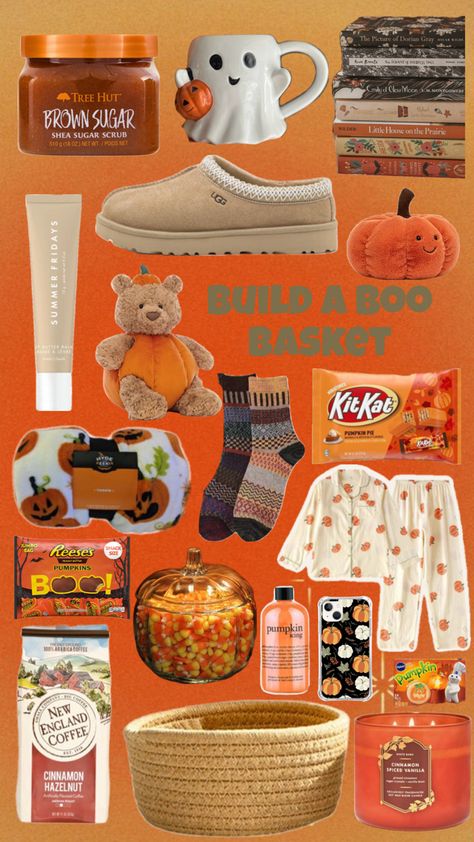 These are some ideas for your boo basket this fall! Basket Ideas For Girlfriend, Boo Basket Ideas For Girlfriend, Boo Basket Ideas, Ideas For Girlfriend, Gray Tree, Boo Basket, Spooky Gifts, Diy Gifts For Boyfriend, Tree Hut