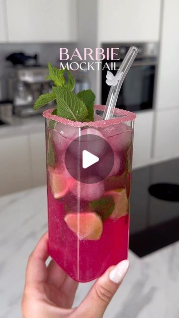 𝓛𝓲𝓿 ✨ on Instagram: "barbie mocktail (non-alcoholic) 💗👛🎀 #barbie #barbiemovie #barbiethemovie #barbiedoll #cocktail #cocktails #mocktail #mocktails #pinkcocktail #pinkdrink #glitter #edibleglitter #mojito #dragonfruit #nonalcoholic #nonalcoholicdrink #girlsnight #girlsnightout #girlsnightin #babyshower #genderreveal #barbieparty" Pink Cocktails, Pink Drinks, Edible Glitter, Barbie Party, Barbie Movies, Dragon Fruit, Non Alcoholic Drinks, Happy Hour, Non Alcoholic