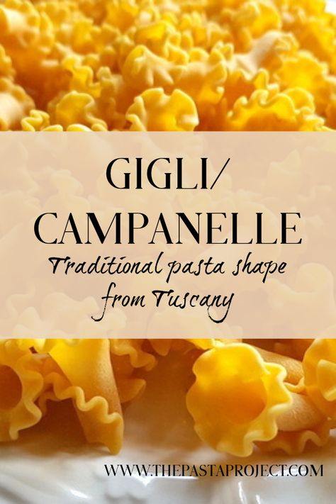 Campanella Pasta, Gigli Pasta Recipes, Pasta In Italy, Gourmet Vegetarian, Campanelle Pasta, Meat Ragu, Tuscan Pasta, Tuscan Recipes, Pasta Types