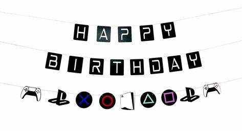 PS5 Birthday Banner, Video Game Birthday Party Banner, Gamer Party, Playstation Birthday Theme, Gamer Garland, Console Controller Banner Gamer Birthday Banner, Playstation 5 Party Decorations, Ps5 Party Theme, Ps5 Party Ideas, Play Station Theme Birthday Party, Playstation Birthday Theme, Ps5 Birthday Party Ideas, Playstation Birthday Party Ideas, Gamer Birthday Party Ideas