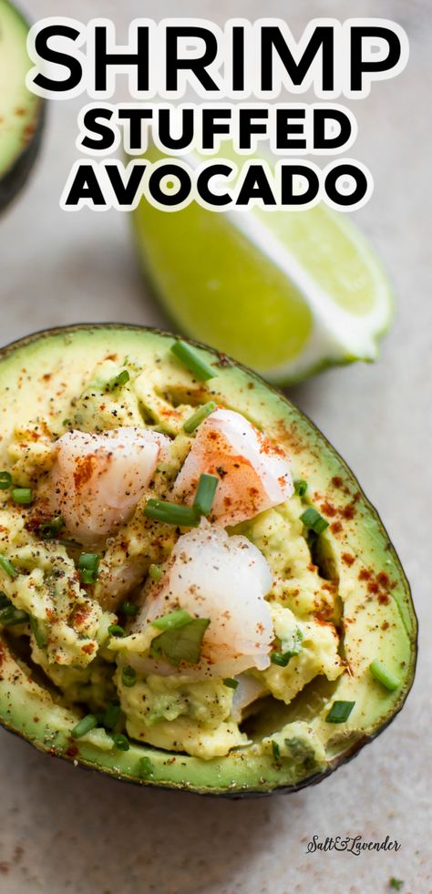 This easy shrimp stuffed avocado recipe is healthy, uses everyday ingredients, and makes a fabulous low carb snack or light lunch! Stuff Avocado Recipes, Avocado Boat Recipes, Shrimp Stuffed Avocado Recipes, Shrimp Avacodo Recipe, Cooking With Avocado, Shrimp And Avocado Recipes, Shrimp Stuffed Avocado, Stuffed Avocado Recipes, Shrimp Avocado Recipes