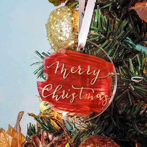 Amazon.com: Acrylic 2022 Christmas Ornament, Clear Round, 2-3/4", DIY Name Place Card, Perfect for Craft, Wedding & Party Decoration, 2.75 Inches, 4mm Extra Thick : Home & Kitchen Cricut Christmas Crafts, Acrylic Baubles, Vinyl Christmas Ornaments, Cricut Christmas Ornaments, Employee Gift Ideas, Acrylic Christmas Ornaments, Badge Reels Diy, Cricut Ornaments, Clay Christmas Ornaments