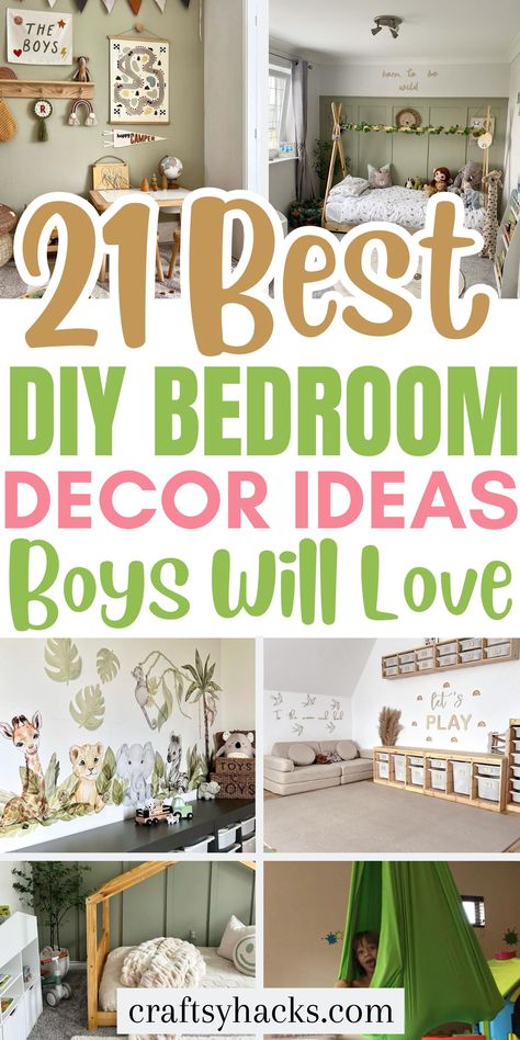 Transform your son's room with these DIY home decor ideas that will make his space special. From custom bedroom decorations to upcycled bedroom furniture, these DIY projects add personality and style to any boy’s room. Toddler Bedding Ideas, Diy Boys Room Decor Ideas, Diy Boy Room, Boys Green Bedroom, Boys Green Bedroom Ideas, Toddler Boy Room Decor Ideas, Upcycled Bedroom Furniture, Boy Headboard, Bunk Bed Decor