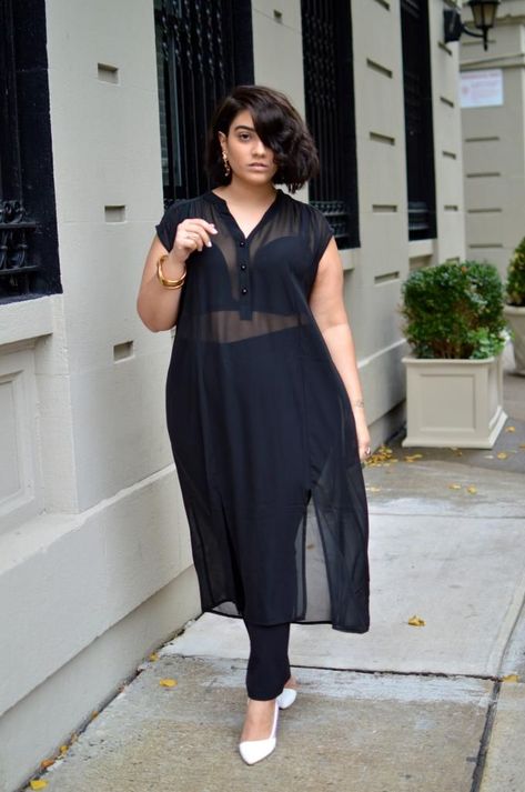 I love me some sexy sheer outfits. Makes a bish feel SASSY AS HELL. Mode Kimono, Rocker Girl, Swing Dancing, Look Plus Size, Vestido Plus Size, Big Girl Fashion, Outfit Trends, Plus Size Beauty, Jimmy Fallon