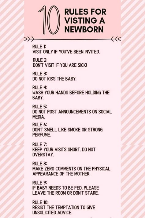 Here are some rules that you should follow if you visit a newborn baby house. Labor Rules For Family, New Mom Visiting Rules, When Visiting A Newborn, New Mom Rules, Rules When Visiting New Baby, Baby Boundaries List, Visiting Newborn Rules At Home, Rules After Baby Is Born, Baby Rules For Family