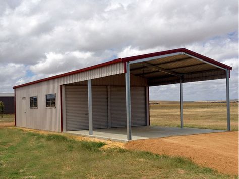 Residential Sheds & Garages WA,& NT - Aussie Sheds Metal Shop Building, Metal Building House Plans, Steel Sheds, Carport Garage, Carport Designs, Barn Garage, Shop Buildings, Metal Garages, Barn Design