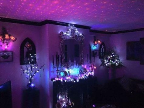 Goth Living Room Ideas, Horror Living Room, Goth Living Room, Neon Goth, Halloween Living Room Decor, Halloween Living Room, Gothic Room, Gothic Bedroom, Halloween Bedroom