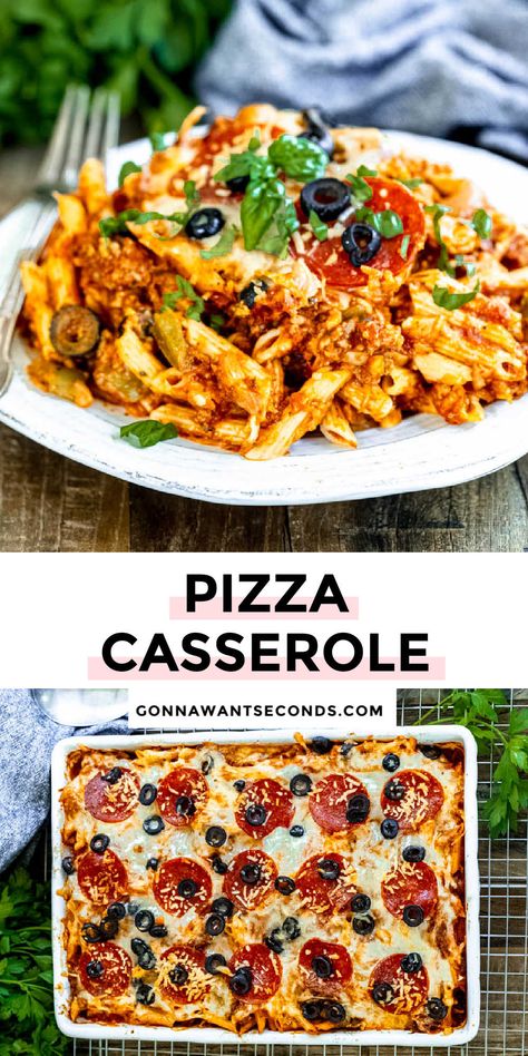 Pizza Casserole Pizza Dump Casserole, Pizza Hotdish, Casserole Pizza, Baked Ziti With Ricotta, Pizza Casserole Recipe, Pizza Salad, Pizza Casserole, Baked Casserole, Yummy Pasta Recipes