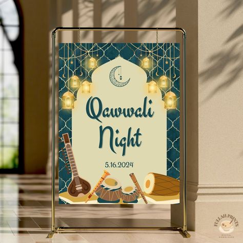 The perfect decor/sign for your Qawwali night! Check out FullahPrints for more! Qawwali Night, Mehndi Signs, Qawali Night, Night Decor, Welcome Board, Party Sign, Office Depot, Party Signs, Print Store