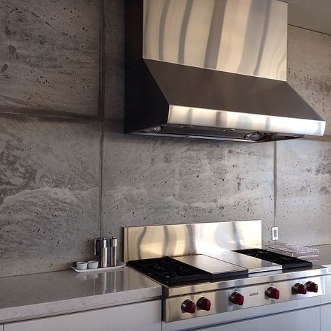 Concrete Backsplash Kitchen, Concrete Tile Backsplash, Concrete Tiles Kitchen, Stove Backsplash Ideas, Concrete Backsplash, Custom Wall Design, Contemporary Backsplash, Moss Walls, Concrete Wall Panels