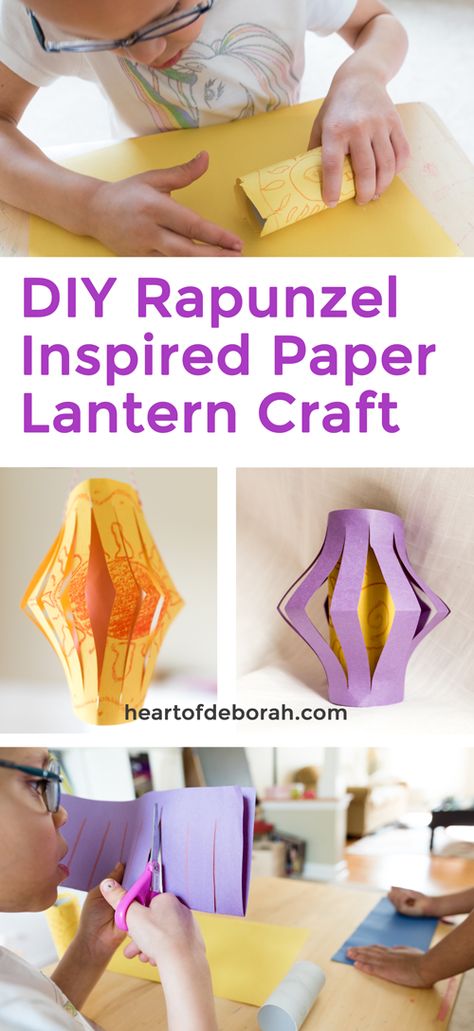 How fun! These DIY Rapunzel Inspired Paper Lanterns are so easy to make. Your preschooler will love making her own lantern with this craft. #disney #disneycraft #kidscraft #paperlantern #diy #rapunzel #disneysmmc Tangled Crafts, Diy Paper Lanterns, Disney Crafts For Kids, Disney Activities, Disney Camping, Princess Crafts, Disney Diy Crafts, Paper Lanterns Diy, Lantern Craft