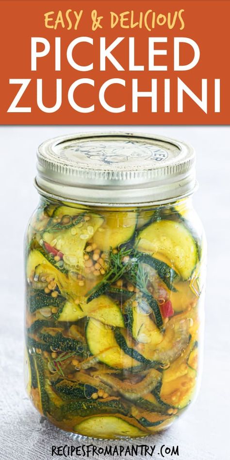 Making quick pickled zucchini is incredibly easy! All that's needed is 15 minutes of prep time and a handful of everyday pantry staples. Zucchini pickles are the perfect accompaniment to all your favorite summertime dishes. They add tons of flavor and great texture to burgers, sandwiches, and salads. Click through to get this awesome Pickled Zucchini Recipe!! #pickledzucchini #zucchinipickles #quickpickledzucchini #pickledzucchinisrecipe #kitchentips #howto #kitchenhacks #vegan #glutenfree Dill Zucchini Pickles, Pickle Zucchini, Dill Zucchini, Pickled Zucchini, Zucchini Pickles, Recipes Zucchini, Easy Zucchini Recipes, Fermented Veggies, Canning Pickles