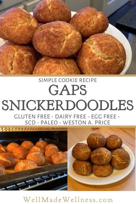 This GAPS Gluten Free Snickerdoodles cookie recipe is so easy a child could make it! Gaps Casserole Recipes, Weston A Price Recipes, Weston Price Recipes, Therapeutic Diet, Wapf Diet, Gaps Diet Food List, Aip Dessert Recipes, Wapf Recipes, Gaps Snacks