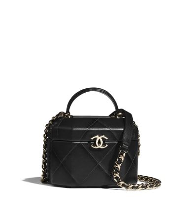 CHANEL Small Vanity Case Black - AS2630B0599694305 - Chanel Vanity Case, Cute Laptop Bags, Judith Leiber Bags, Chanel 2021, Fendi Bag, Small Vanity, Chanel Store, Glam Bag, Couture Mode