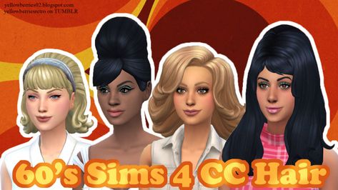 60's CC hairstyles for the Sims 4 - Part 1 Sixties Hair, 1960 Hair, Sims 4 Decades Challenge, 1960s Hair, 60s Hair, Sims 4 Cc Makeup, 80s Hair, Sims Four, Pretty Guardian Sailor Moon