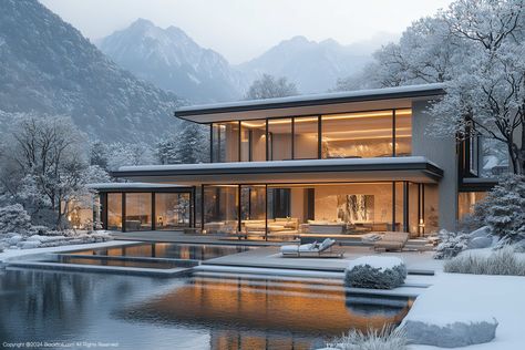 Mountain Embrace Style - Hillside Glass Villa Collection | AI Villa Check more at https://blockfine.com/mountain-embrace-style-hillside-glass-villa-collection-ai-villa Modern Villa Design Architecture, Architecture Luxury, Villa Design Architecture, Modern Villa Design, Modern Villa, Villa Design, Design Architecture, Architecture Design, Villa