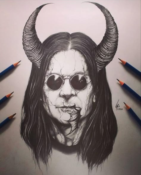 Ozzy Osbourne Tattoo Ideas, Ozzy Osbourne Drawing, Ozzy Osbourne Tattoo, Berserker Tattoo, Ozzy Tattoo, Marvel Tattoo Ideas, Mandala Hand Tattoos, Armband Tattoos, Rock N Roll Art