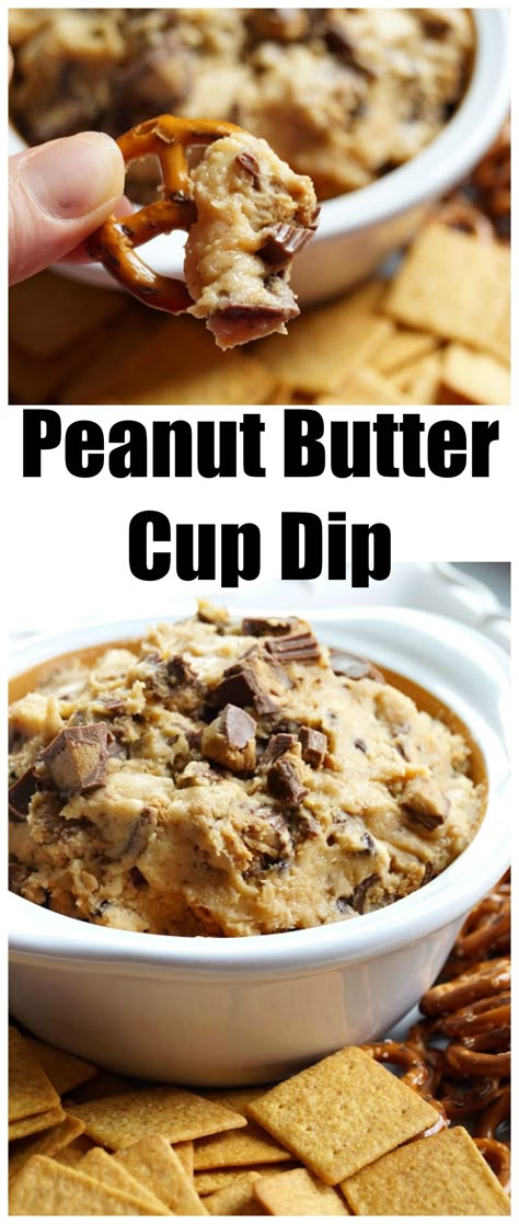 Peanut Butter Cup Dip made with Mini REESE's folded into a peanut butter cookie dough dip! Peanut Butter Cup Dip, Chips Dip, Reese's Peanut Butter Cup, Cheesecake Dip, Sweet Dips, Dessert Dips, Peanut Butter Cup, Easy Peanut Butter, Reeses Peanut Butter Cups