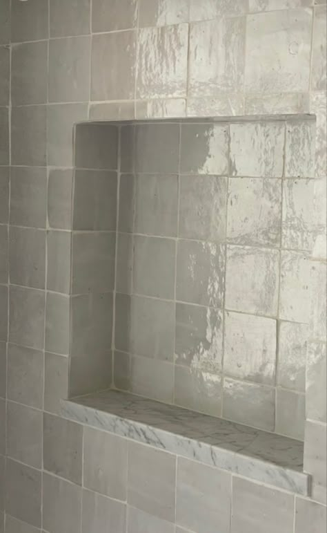 Tile Shower Niche, Shower Niche, Bathroom Remodel Shower, Downstairs Bathroom, Shower Shelves, Basement Bathroom, Upstairs Bathrooms, Bathroom Inspo, Shower Remodel