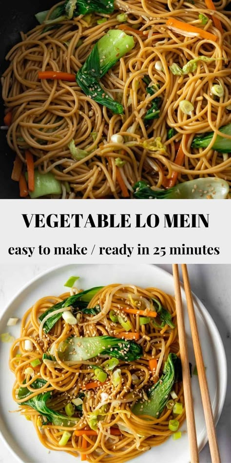 Cabbage Lo Mein, Vegetable Lo Mein Recipe, Low Mein, Healthy Ramen Recipes, Vegetarian Lo Mein, Family Vegetarian Meals, Recipes Using Beans, Veggie Lo Mein, Bean Sprout Recipes