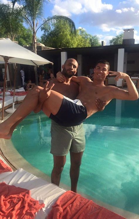 Cristiano Ronaldo and super heavyweight boxer Badr Hari  ‘tie the knot’ Badr Hari, Brazil Beauty, Ronaldo Cristiano, Perez Hilton, You'll Never Walk Alone, كريستيانو رونالدو, Two Men, Kickboxing, Soccer Players