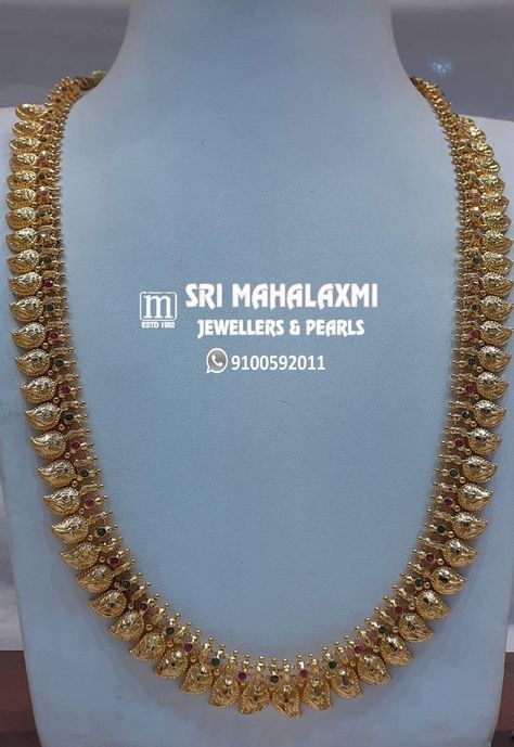 Get the best finishing product in Light weight. Here is an Deep nakshi work Mango Long Harram… | Gold jewellery design necklaces, Mala jewelry, Gold jewelry outfits Mango Mala Jewellery Gold, Mango Mala Jewellery, Haaram Designs, Mango Mala, Mango Necklace, Mala Jewelry, Gold Jewels Design, Gold Jewelry Outfits, Beautiful Gold Necklaces