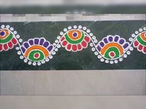 Array Laxmi Pooja Rangoli, Rangoli For Dhanteras, Bhau Beej, Rangoli For Navratri, Artistic Rangoli, Divali Decoration, Best Rangoli Designs, Border Kolam, Border Rangoli Designs