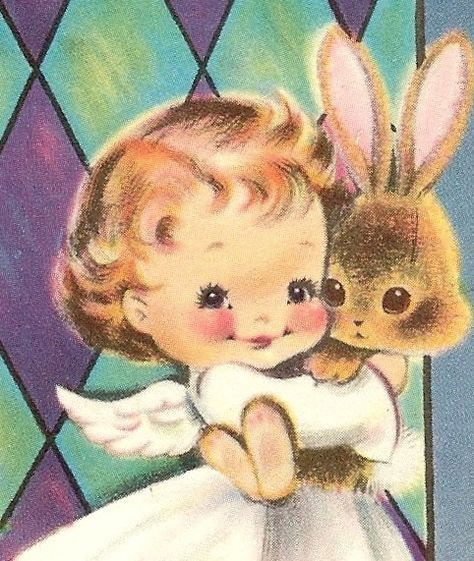 . Holding Bunny, Blessed Easter, Vintage Angels, Vintage Easter Cards, Church Window, Easter Printable, Easter Images, Easter Art, Easter Greetings