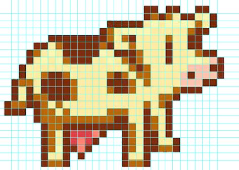 Stardew Valley Crochet Tapestry, Cow Perler Bead Patterns, Stardew Valley Perler Bead Patterns, Stardew Valley Cross Stitch Pattern, Stardew Valley Pixel Art Grid, Stardew Perler, Stardew Valley Crochet, Stardew Valley Pixel Art, Cross Stitch Cow