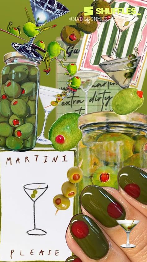 Dirty Martini 🍸 🫒 Dirty Martini Party, Martini Aesthetic, Martini Party, Pop Fizz Clink, Tech Background, 30th Bday, Retro Beauty, Dirty Martini, Lip Art