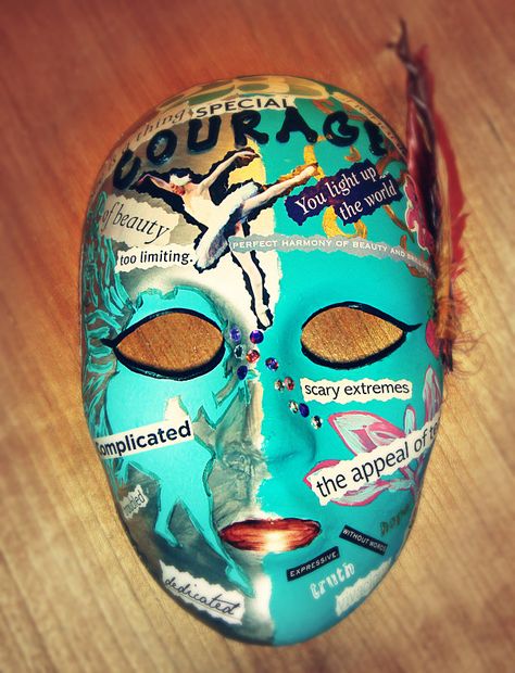 Mask ideas Inside Outside Mask Art Therapy, Art Therapy Mask Activity, Inside My Head Art, Mask Art Therapy, Identity Mask Project, Personality Mask Project Psychology, Mask Ideas Art, Art Masks Ideas, Art Therapy Directives