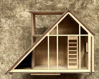 Nstrworks - Etsy UK Miniature Cabin, Dollhouse Diy, Architecture Model House, Wooden Dollhouse, A Frame House, Miniature Houses, House Vector, Miniature House, Miniature Furniture