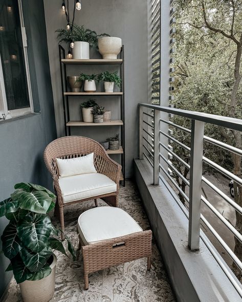 a balcony moment ☕️🌱 loving this amazon outdoor furniture set - SO comfy & the ottomans tuck under the chair - perfect for a small space! ⁣comment A82 for links! Make sure you’re following to receive the DM 🤎 For now, I separated the chairs, one on each end of the balcony - so that I can sit in the shade depending on the time of day. If I have company, they are so light and easy to move together. Plus, the ottomans act as additional seating for more guests! .⁣ .⁣ .⁣ .⁣ .⁣ #balconyview #ou... Apartment Supplies, Outdoor Furniture Set, The Balcony, Time Of Day, Small Balcony, Furniture Set, House Inspo, Small Space, Love Seat