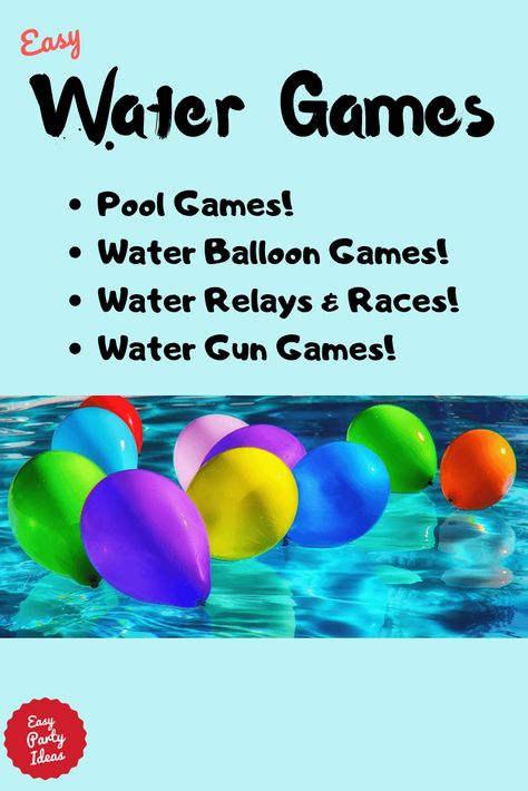 Easy Water Games Pool Relay Games, Water Relay Games, Family Olympics, Fun Water Games, Water Balloon Games, Summer School Crafts, Relay Games, Wedding November, Pool Party Games