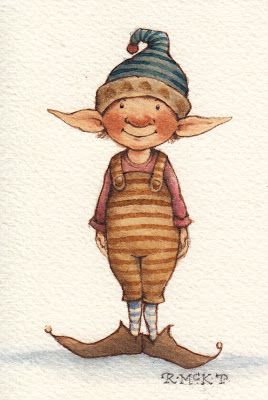 A Fairy Painting A Day: #26: Stripey Elf Elf Drawings, Fairy Paintings, Fairy Drawings, Elves And Fairies, Fairies Elves, Christmas Drawing, Fairy Art, Christmas Paintings, Christmas Illustration