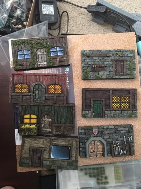 D&d Crafts, Dnd Diy Projects, Dnd Diorama, Dnd Miniatures Diy, Malifaux Terrain, Dnd Village, Dungeons And Dragons Diy, Dnd Diy, Dnd Terrain